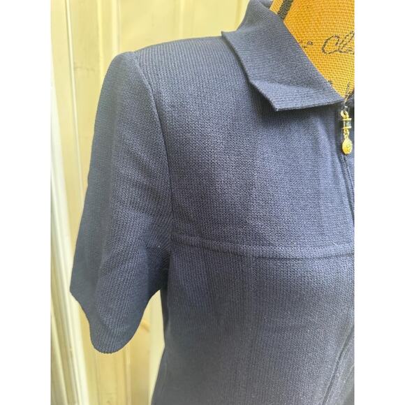 ST JOHN BASIC SANTANA KNIT NAVY KNIT JACKET SIZE 10 (JO100 - Picture 3 of 6